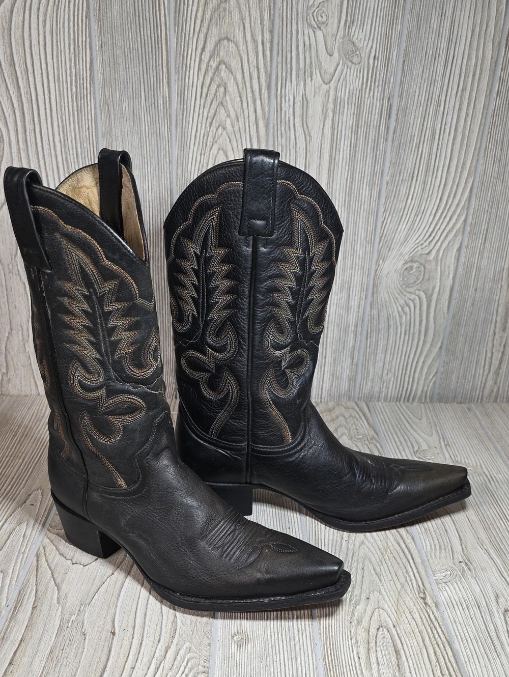 Sendra Black Leather Western Cowboy Boots 4275 YO Womens Size 8